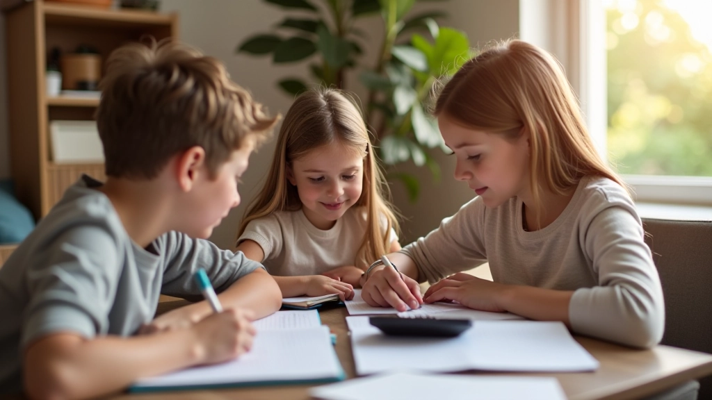 Famille discutant du budget de rentrée scolaire