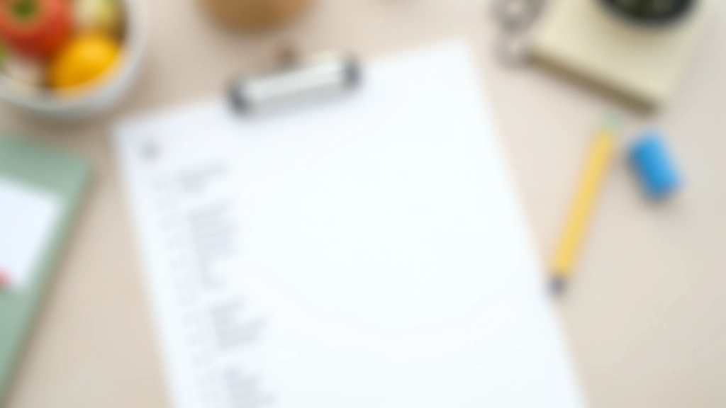 Feuille de papier montrant une checklist organisée par enfant avec des cases à cocher, crayon à papier et gomme à proximité