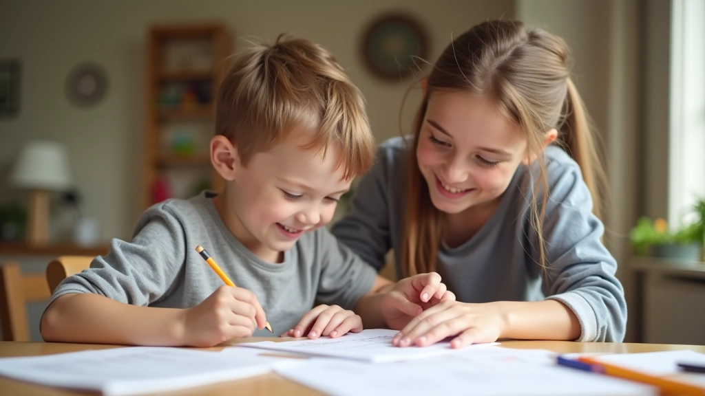 Parent et enfant regardant une liste de fournitures scolaires