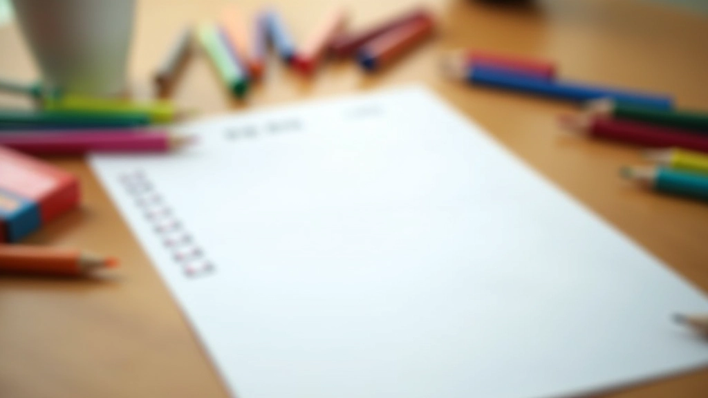 Plan rapproché d'une checklist imprimée avec des stylos colorés et des éléments de fournitures scolaires