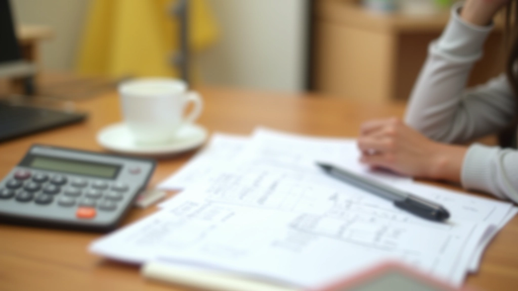Bureau avec calculatrice, reçus d'achats et tableau budgétaire pour la rentrée scolaire